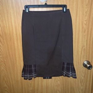 bebe brown striped/plaid skirt